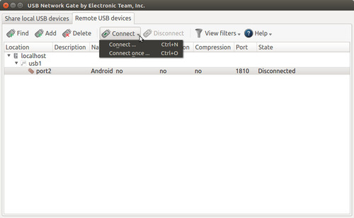 connect to shared USB device