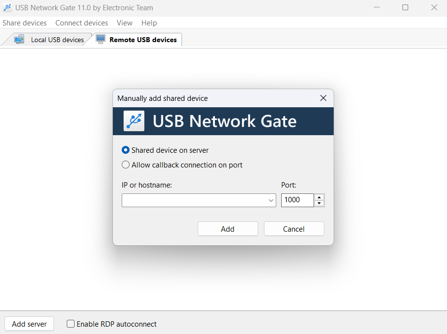 Shared device on server
