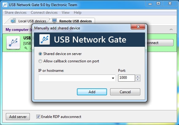 Shared device options